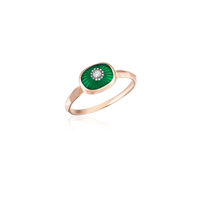 Rectangular Green Enamel Ring