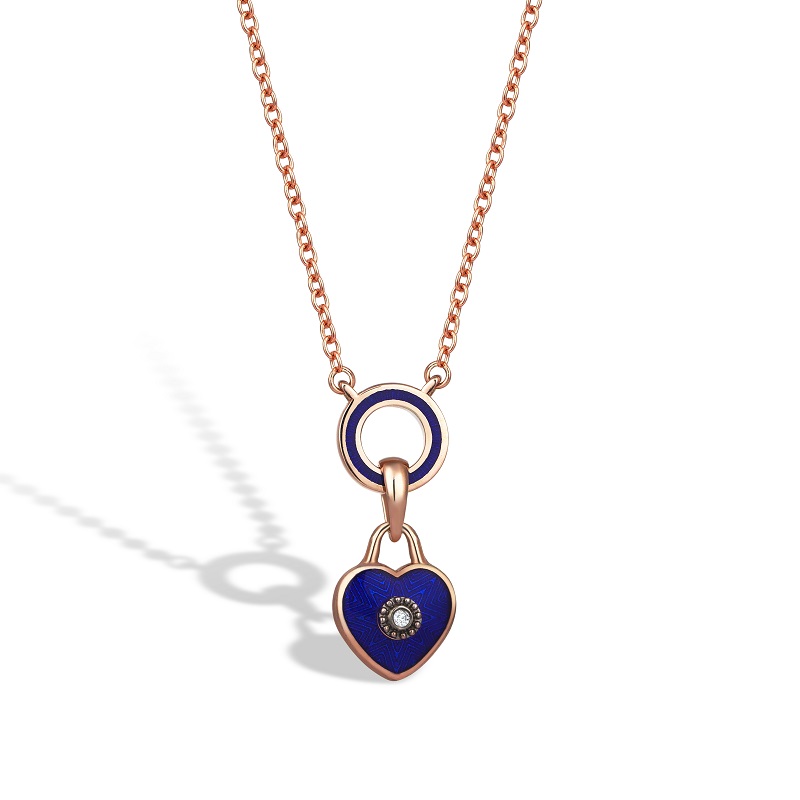 Classic Chain Blue Heart Charm Necklace