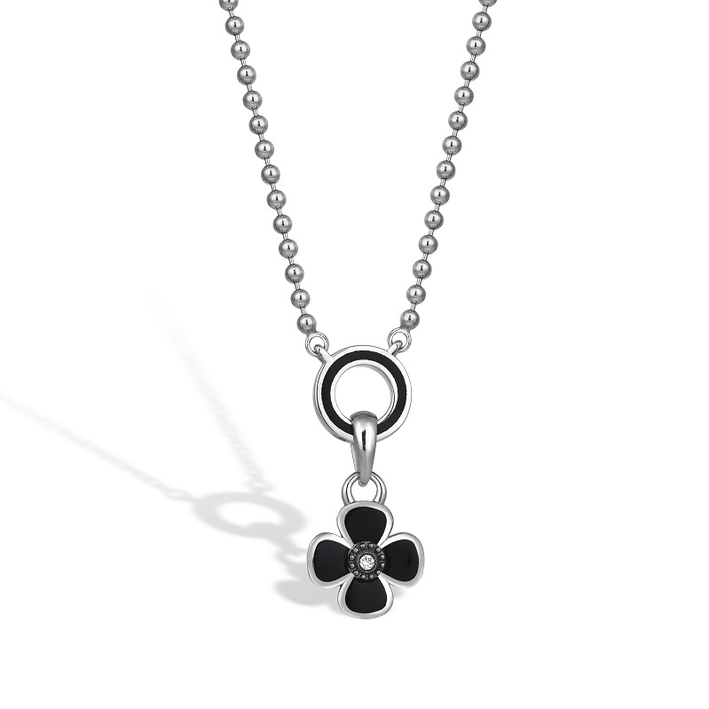 Golf Chain Black Flower Charm Necklace
