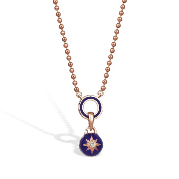 Golf Chain Rose Gold Plated Blue Round Star Charm Necklace