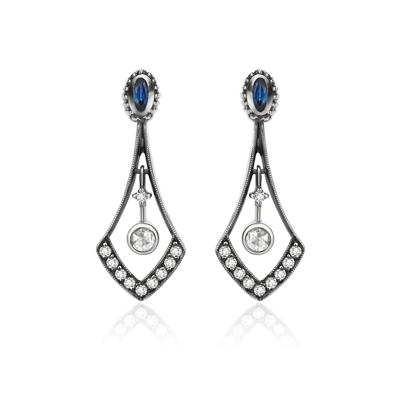 Marquise Sapphire Earring Gold Silver Diamond