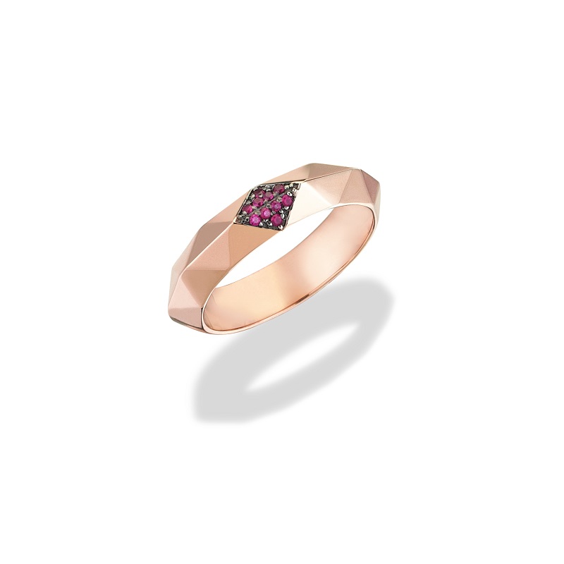Rose Gold Plated Ruby Facet Ring